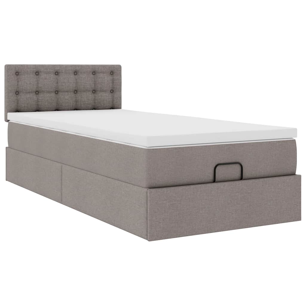 vidaXL Cama otomana con colchón topo 90x200 cm tela