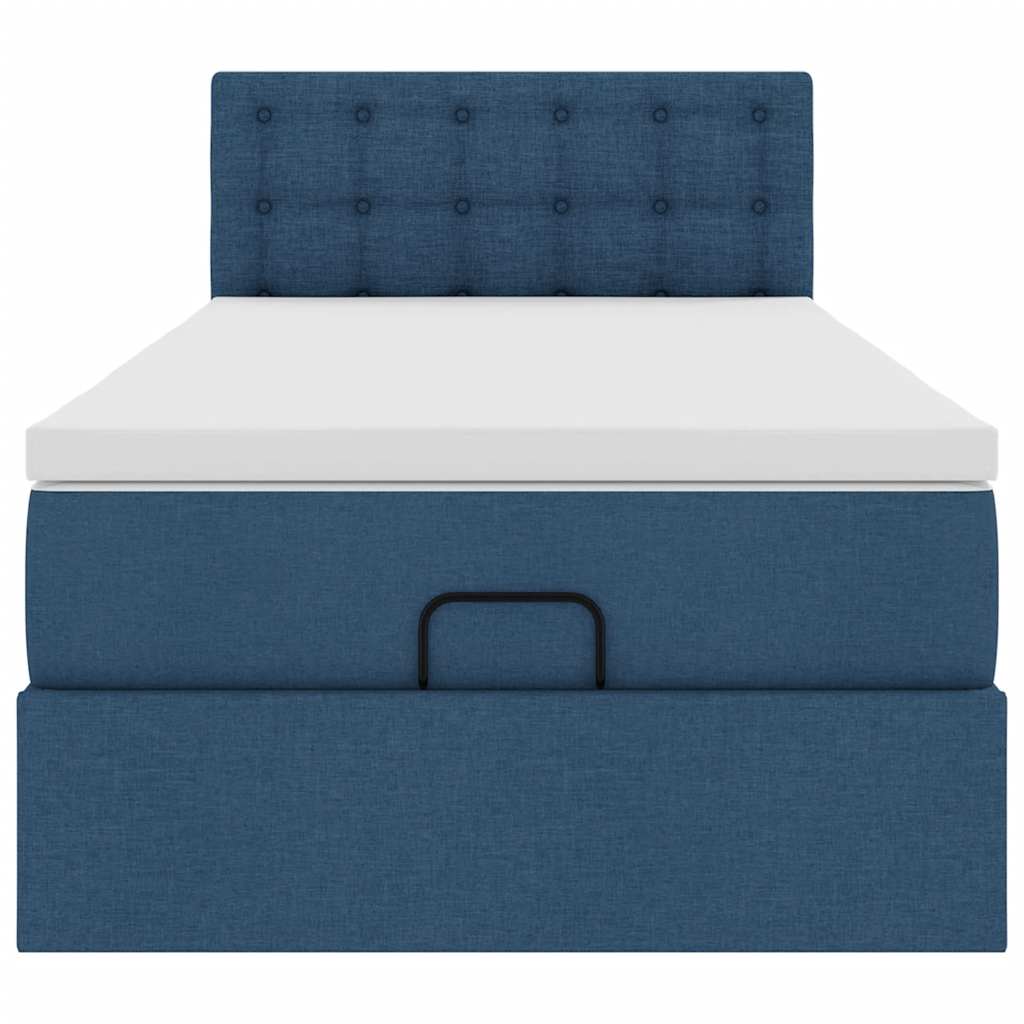 vidaXL Cama otomana con colchón azul 90x200 cm tela