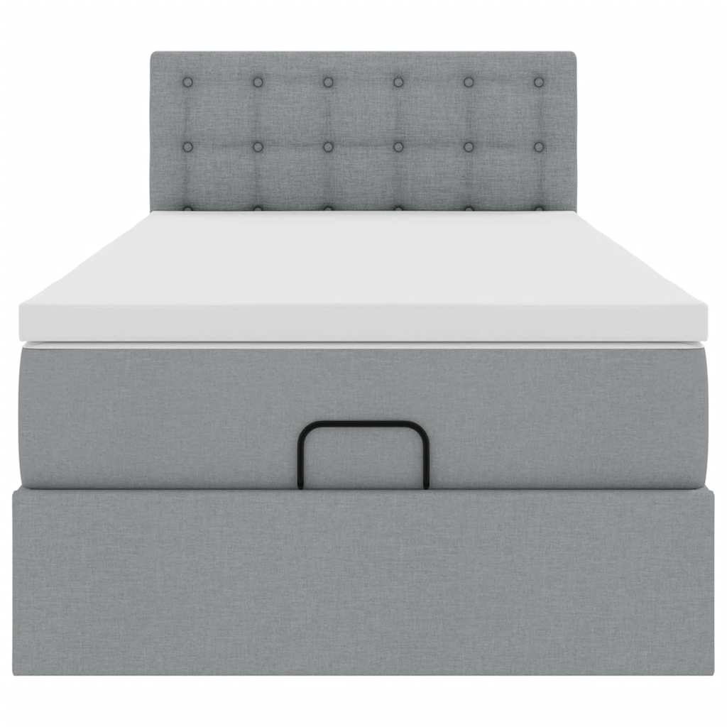 vidaXL Cama otomana con colchón gris claro 100x200 cm tela