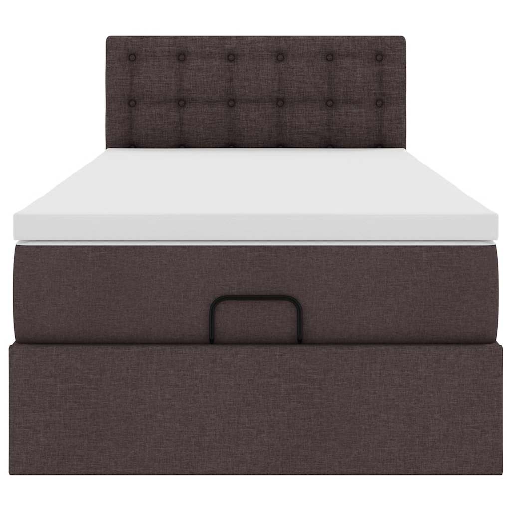 vidaXL Cama otomana con colchón marrón oscuro 100x200 cm tela