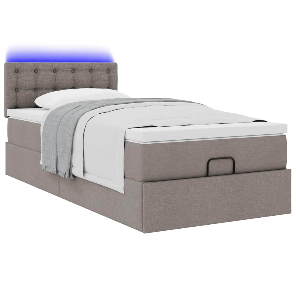 vidaXL Cama otomana con colchón tela gris pardo 100x200 cm