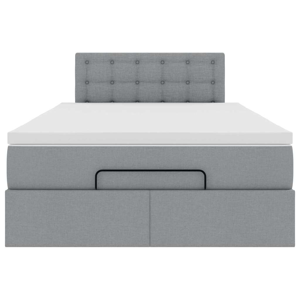 vidaXL Cama otomana con colchón gris claro 120x190 cm tela