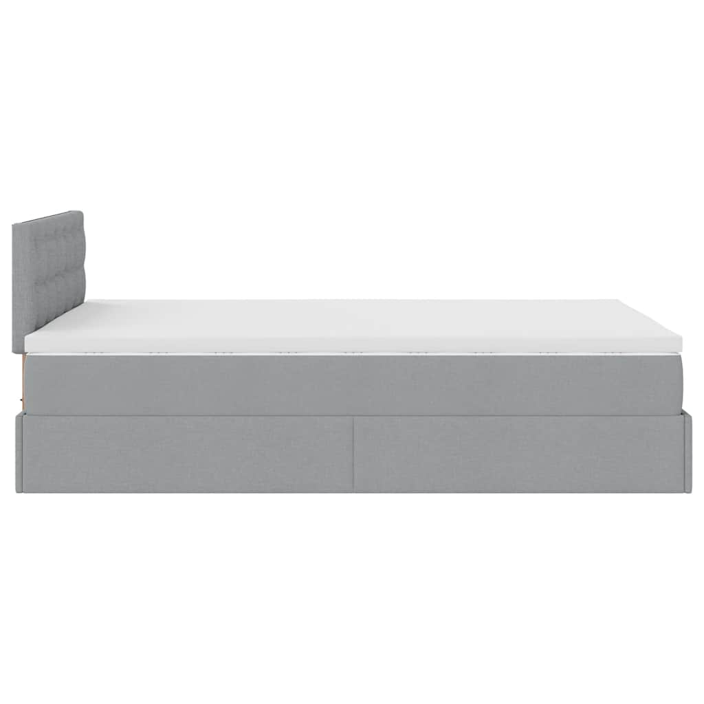 vidaXL Cama otomana con colchón gris claro 120x190 cm tela