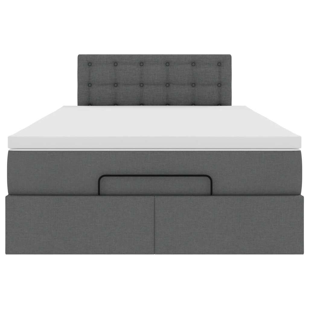 vidaXL Cama otomana con colchón gris oscuro 120x190 cm tela