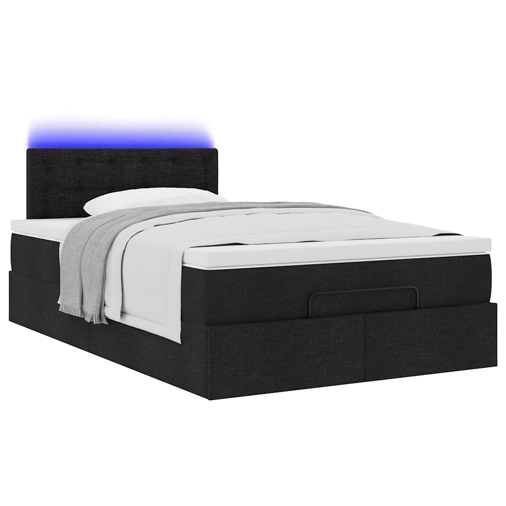 vidaXL Cama otomana con colchón negra 120x190 cm tela