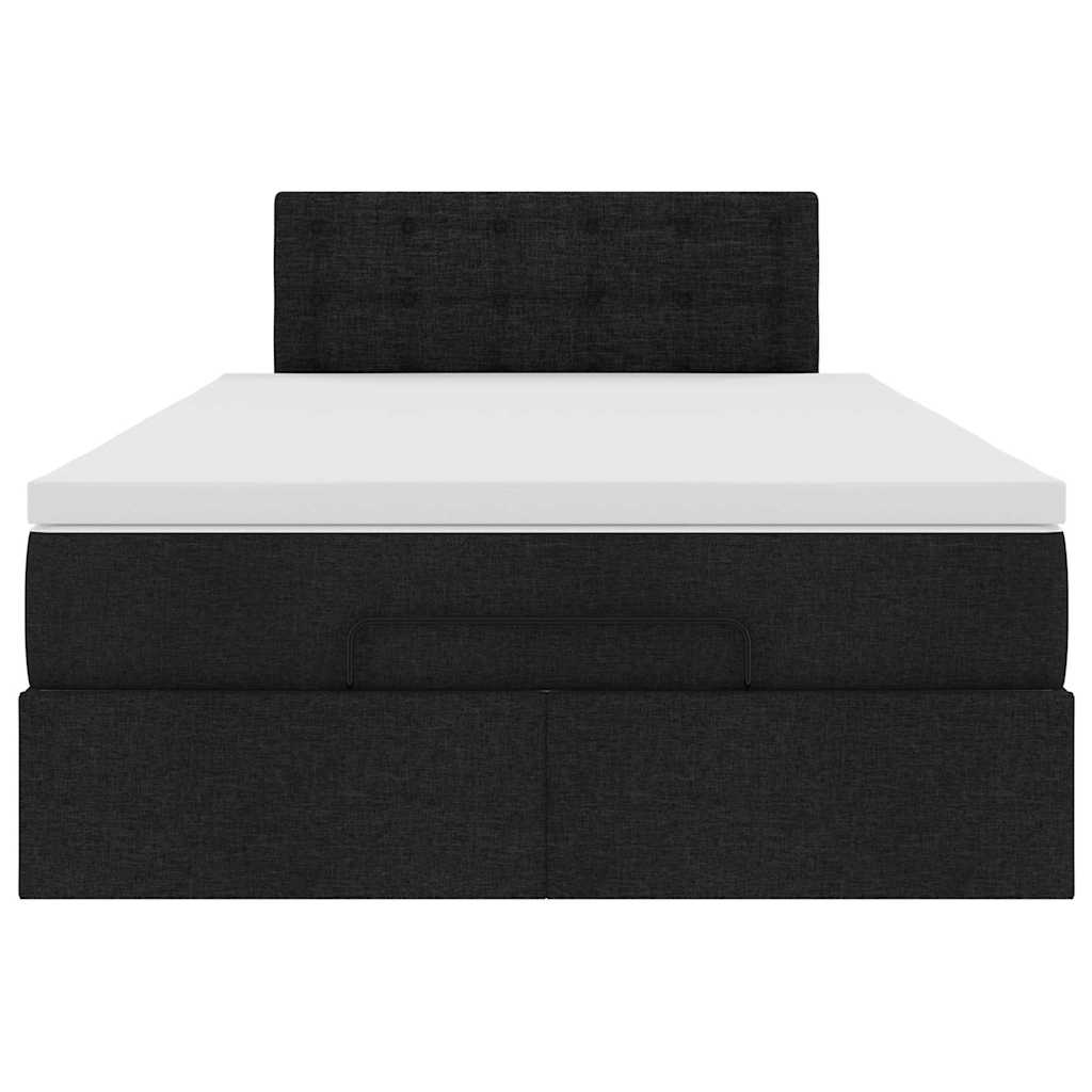 vidaXL Cama otomana con colchón negra 120x190 cm tela