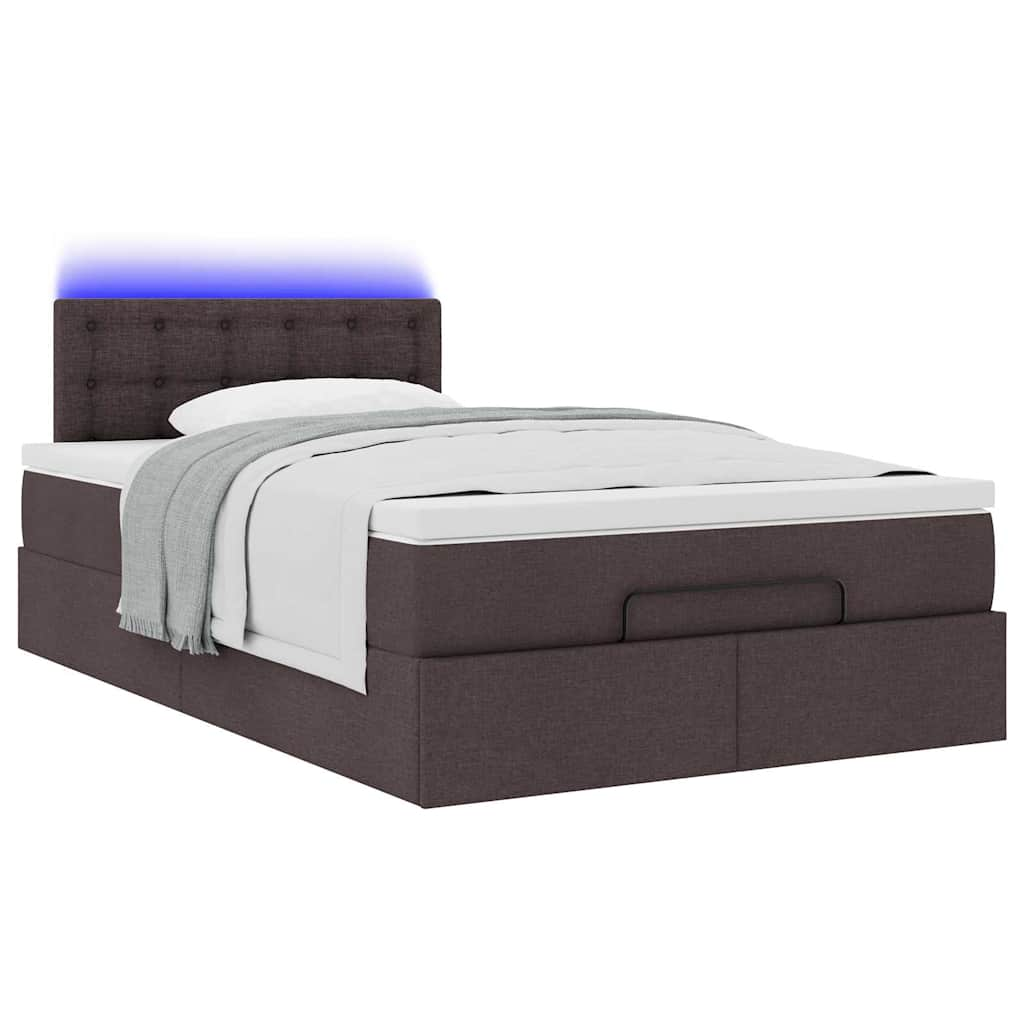 vidaXL Estructura de cama otomana colchón tela marrón oscuro 120x190cm