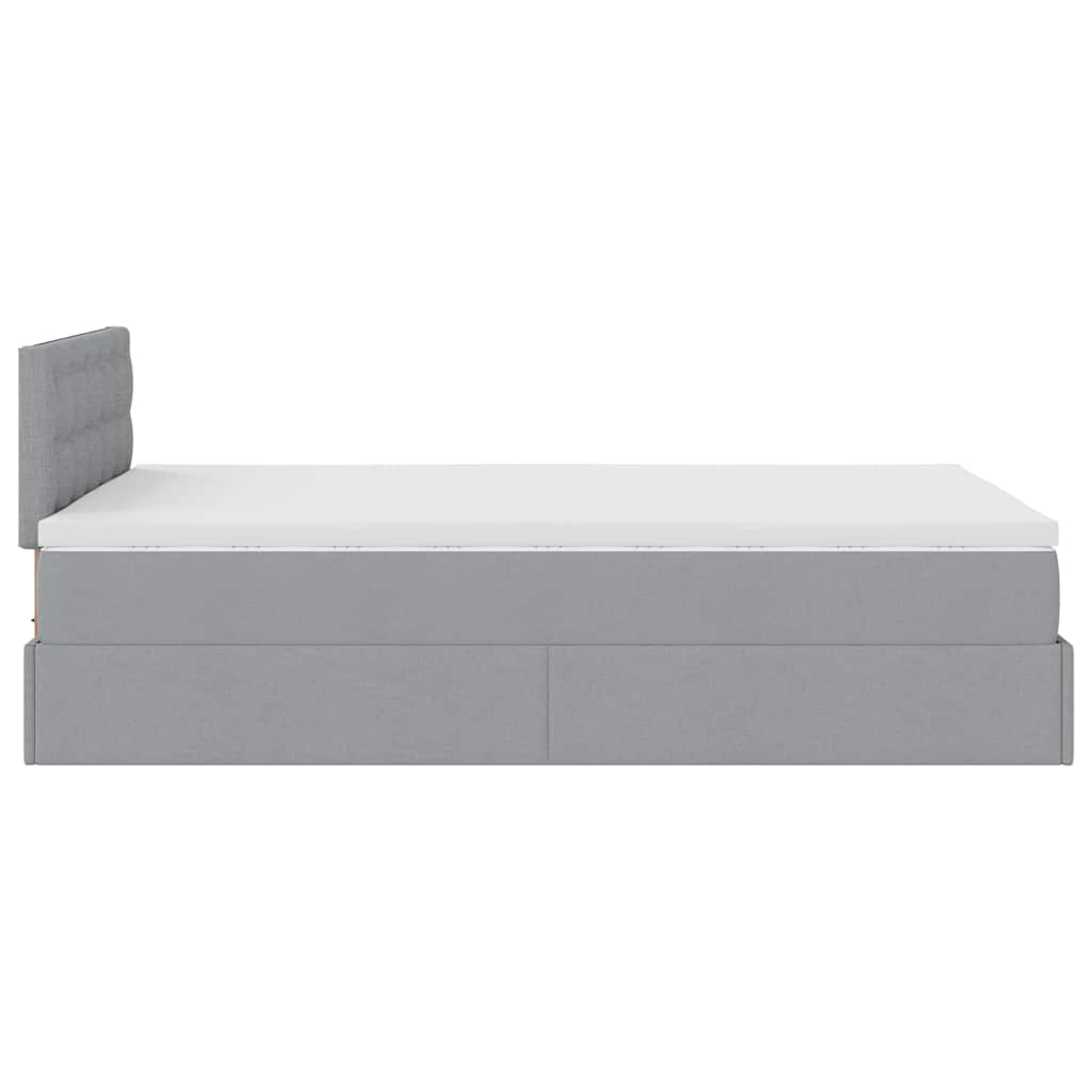 vidaXL Cama otomana con colchón gris claro 120x200 cm tela