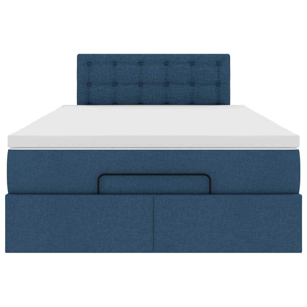 vidaXL Cama otomana con colchón tela azul 120x200 cm