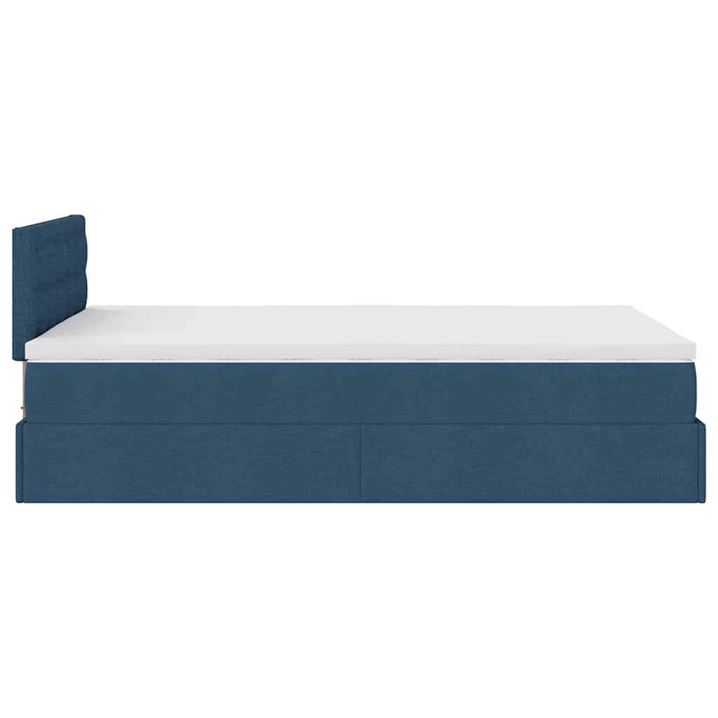 vidaXL Cama otomana con colchón tela azul 120x200 cm