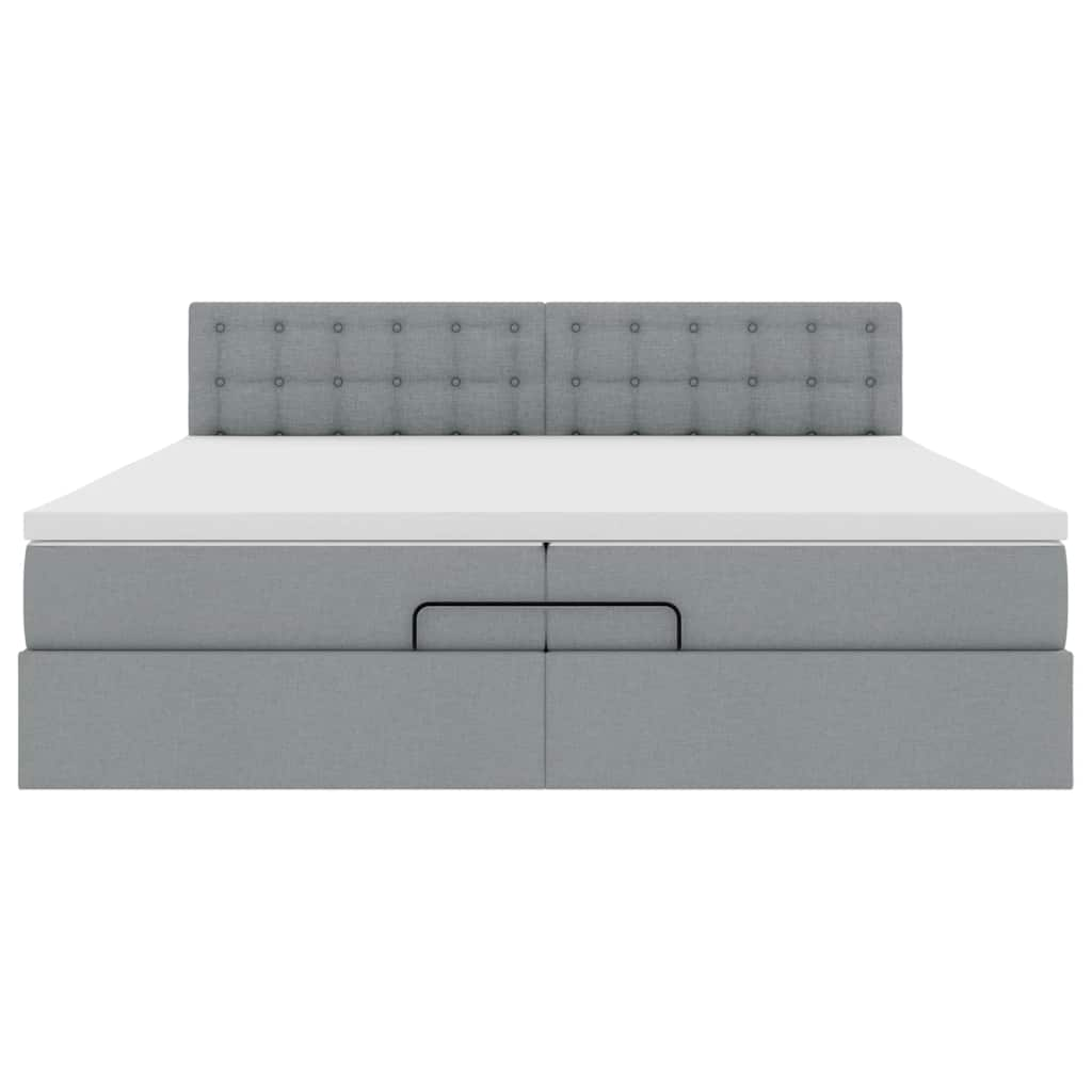 vidaXL Estructura de cama otomana colchones tela gris claro 200x200cm