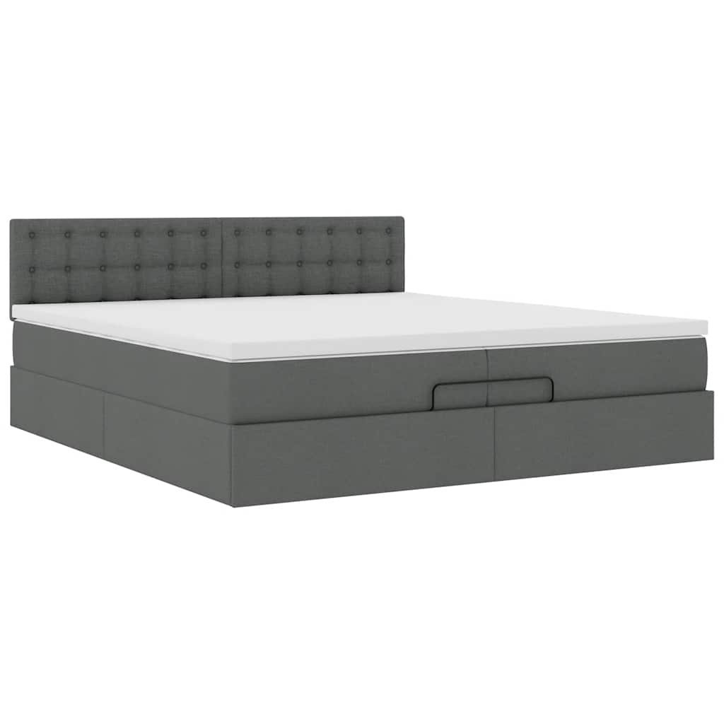 vidaXL Estructura cama otomana colchones tela gris oscuro 200x200cm