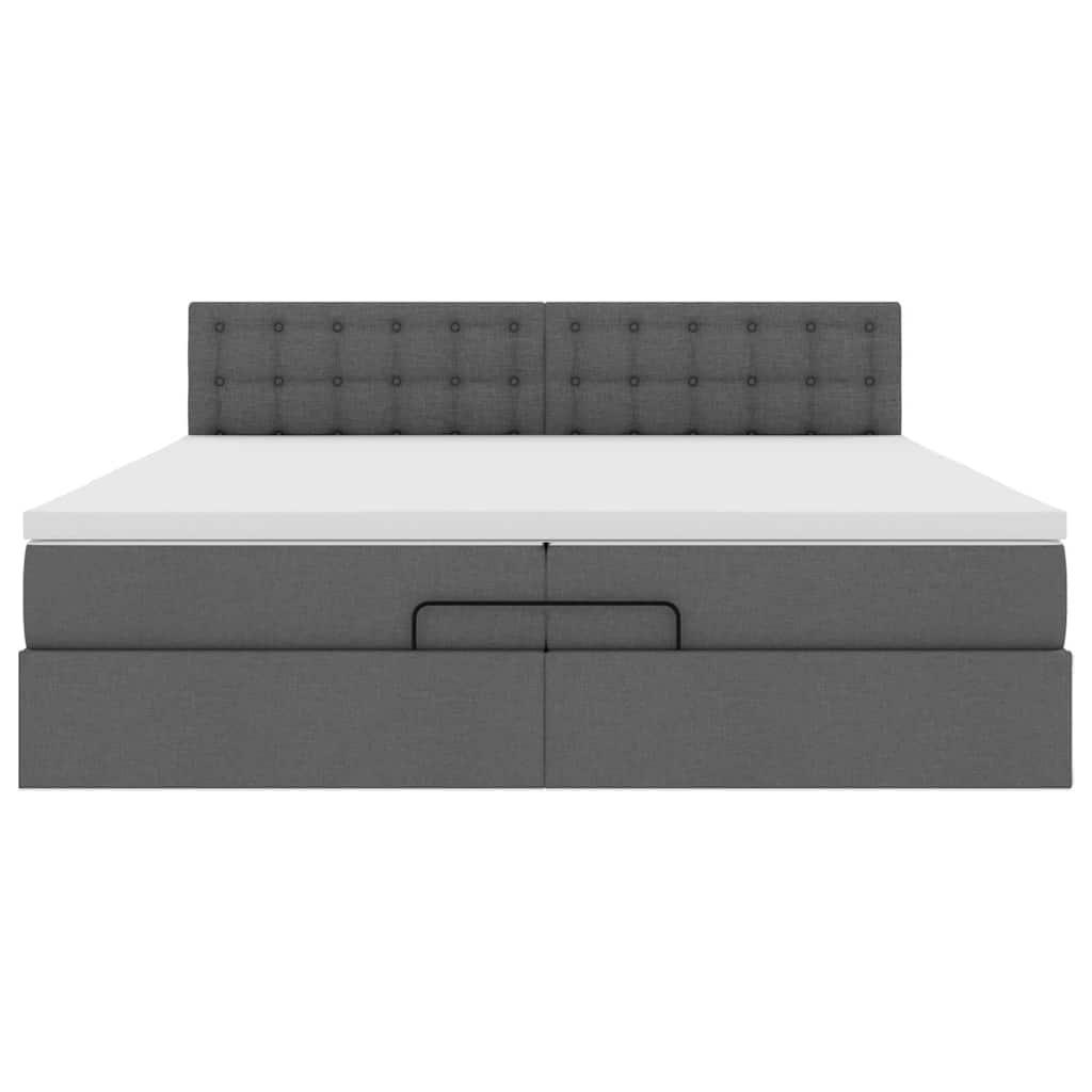 vidaXL Estructura cama otomana colchones tela gris oscuro 200x200cm