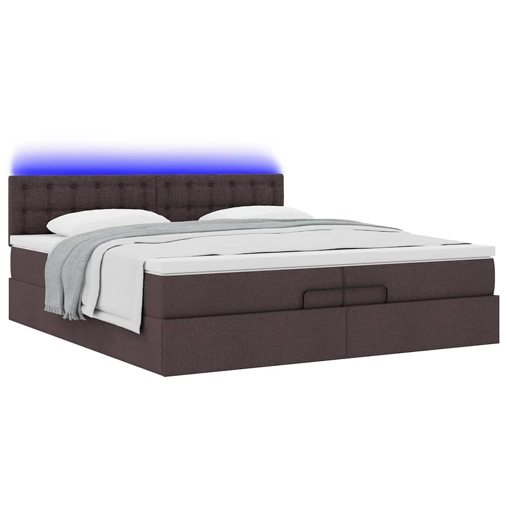 vidaXL Estructura cama otomana colchones tela marrón oscuro 200x200cm