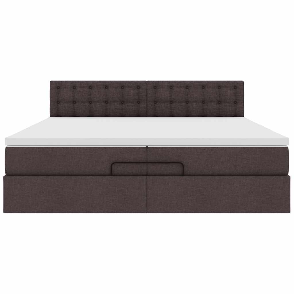 vidaXL Estructura cama otomana colchones tela marrón oscuro 200x200cm