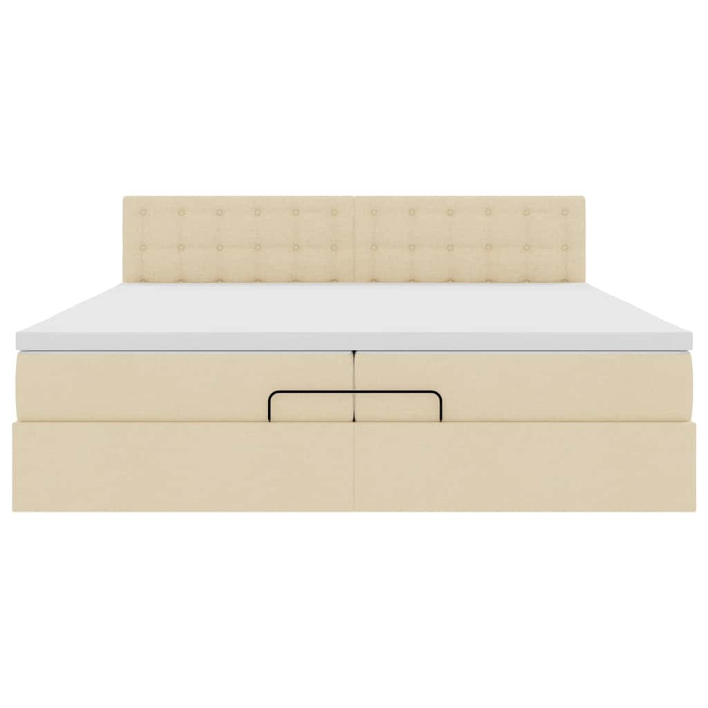 vidaXL Estructura de cama otomana con colchones tela crema 200x200cm