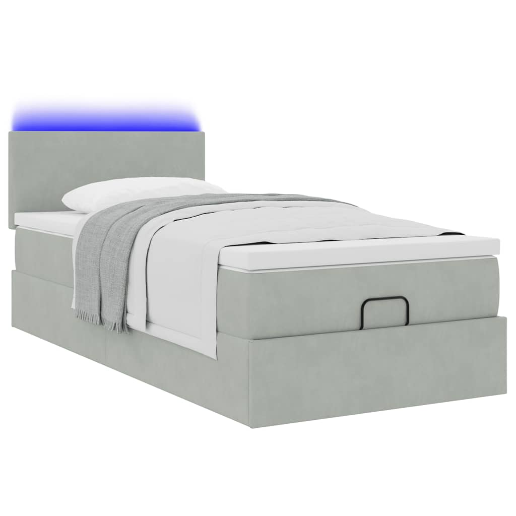 vidaXL Estructura cama otomana colchón terciopelo gris claro 80x200cm