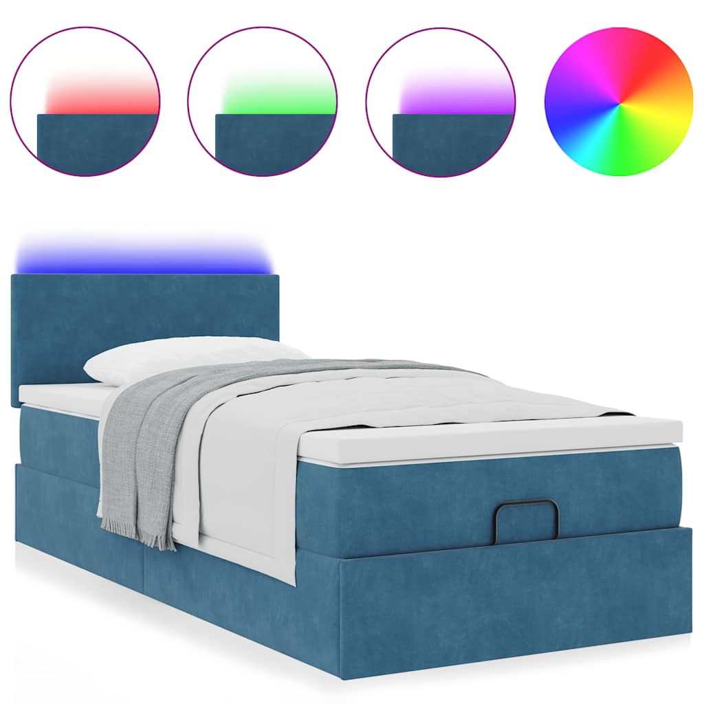 vidaXL Estructura cama otomana colchón terciopelo azul oscuro