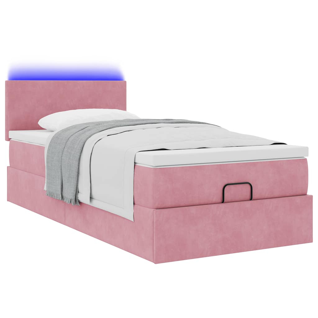 vidaXL Estructura cama otomana colchón terciopelo rosa 80x200cm