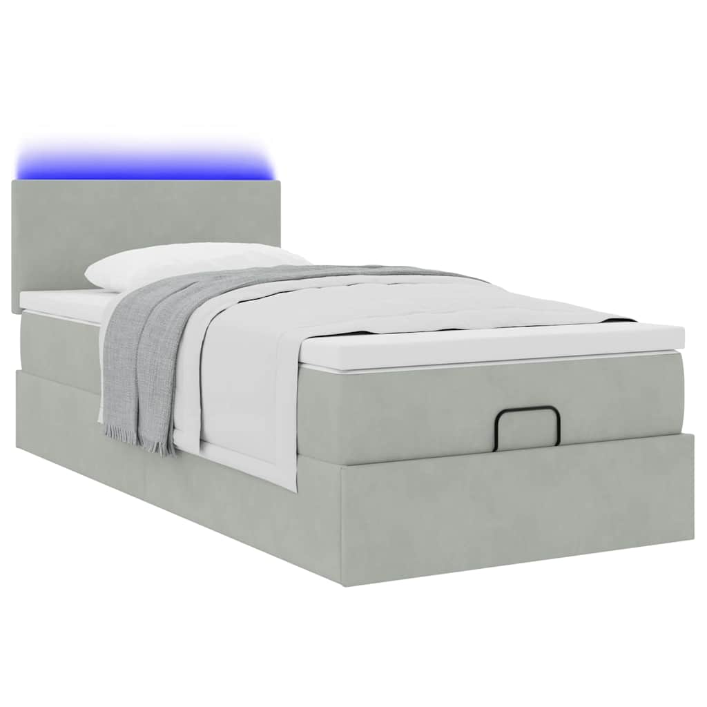 vidaXL Estructura cama otomana colchón terciopelo gris claro 90x190cm