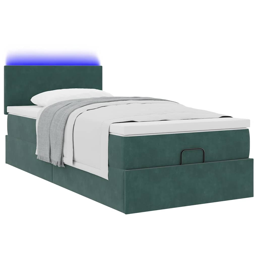 vidaXL Estructura de cama otomana colchón terciopelo verde oscuro