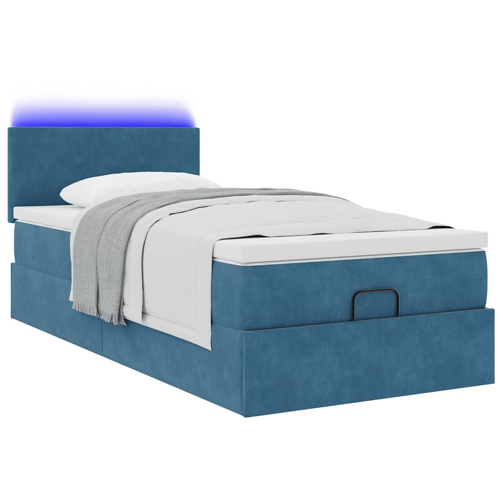 vidaXL Estructura de cama otomana con colchón terciopelo azul oscuro