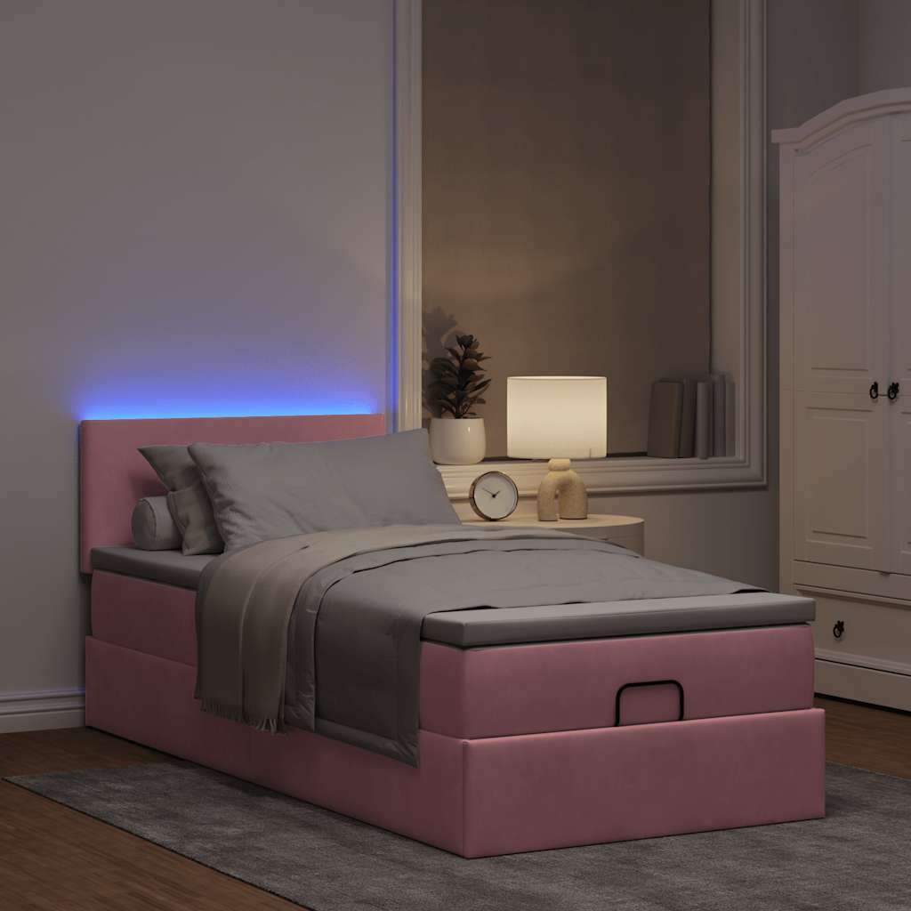 vidaXL Estructura cama otomana con colchón terciopelo rosa 90x190cm