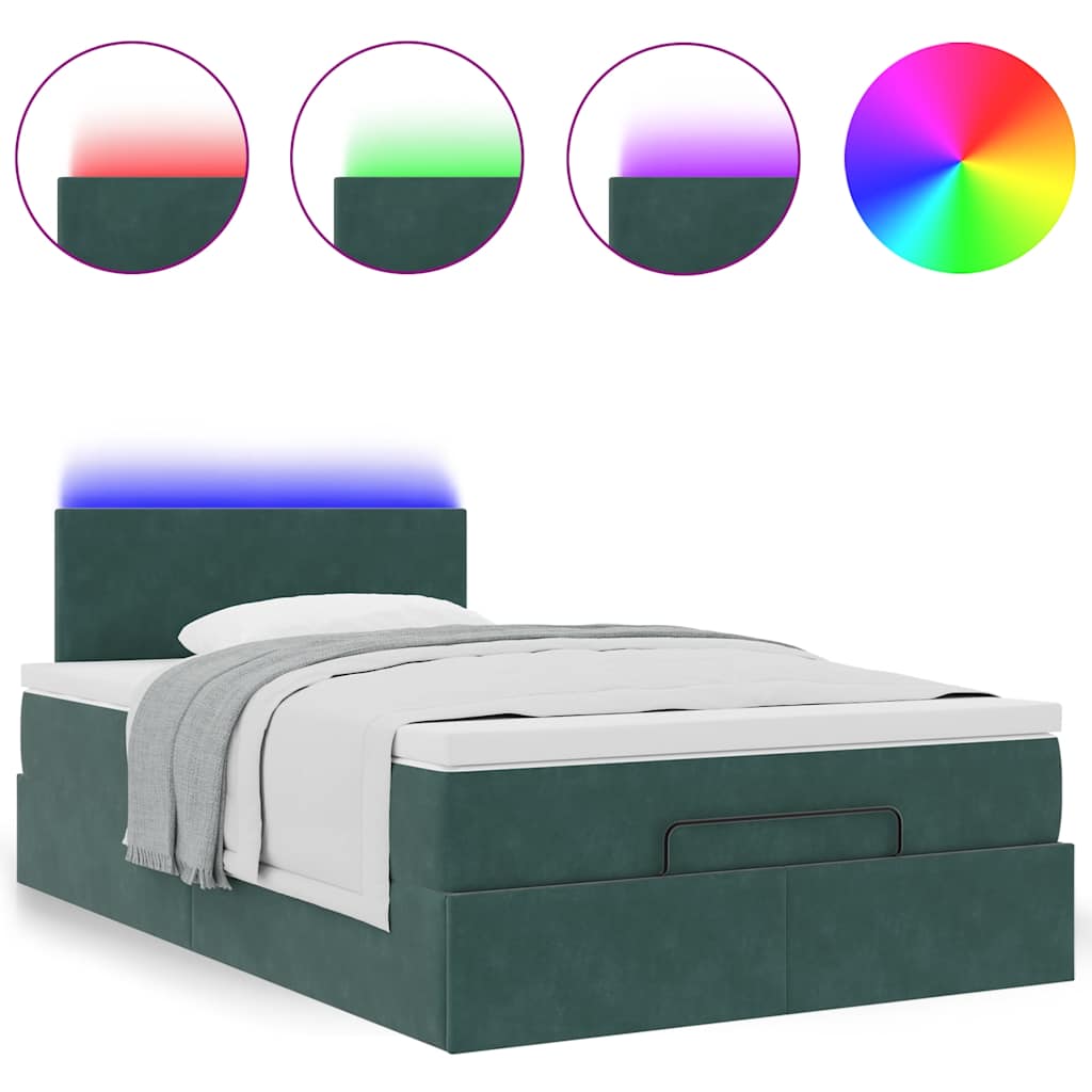 vidaXL Estructura de cama otomana colchón terciopelo verde oscuro