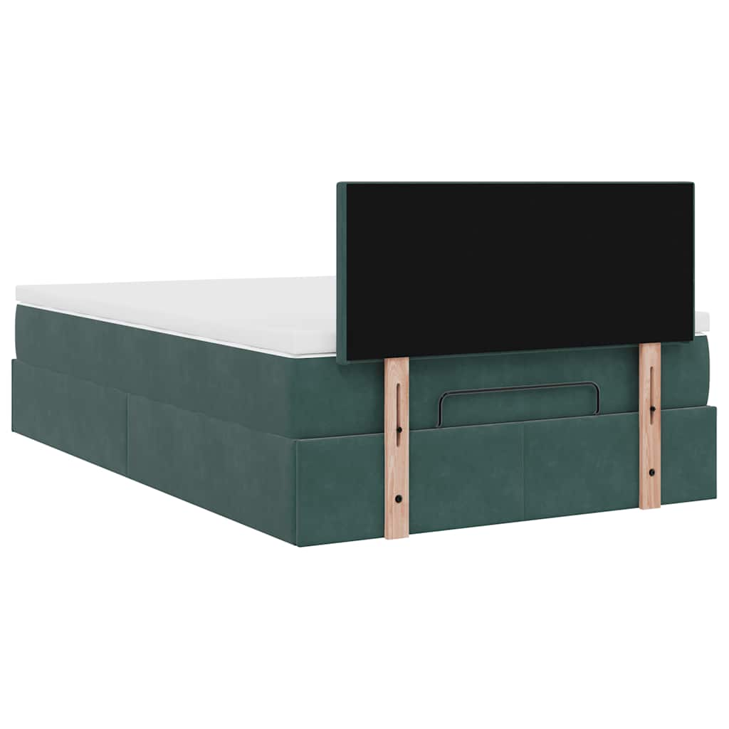 vidaXL Estructura de cama otomana colchón terciopelo verde oscuro