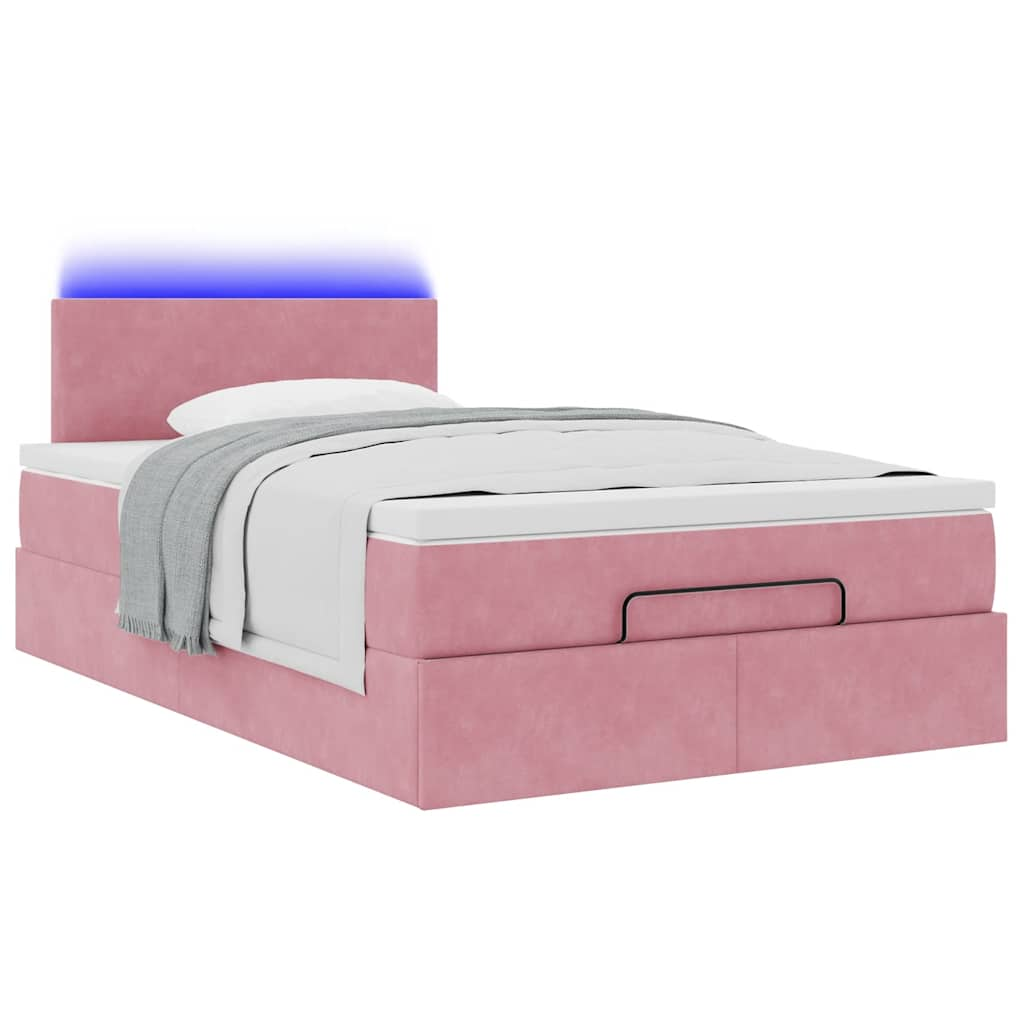 vidaXL Estructura cama otomana con colchón terciopelo rosa 120x190 cm