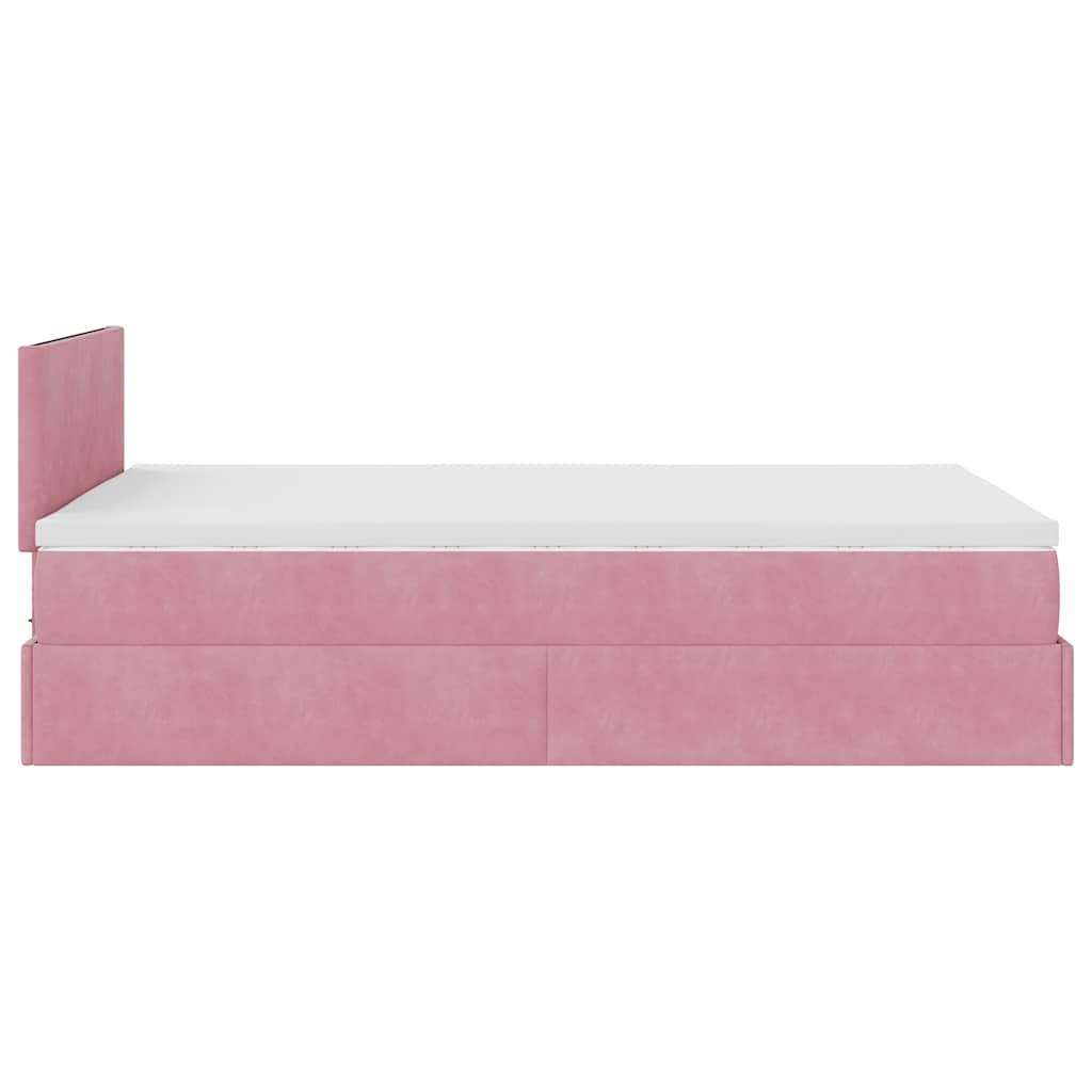 vidaXL Estructura cama otomana con colchón terciopelo rosa 120x190 cm