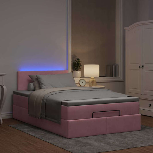 vidaXL Estructura cama otomana con colchón terciopelo rosa 120x190 cm