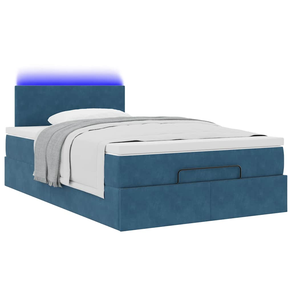 vidaXL Estructura de cama otomana colchón terciopelo azul oscuro