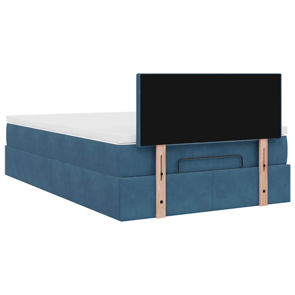 vidaXL Estructura de cama otomana colchón terciopelo azul oscuro