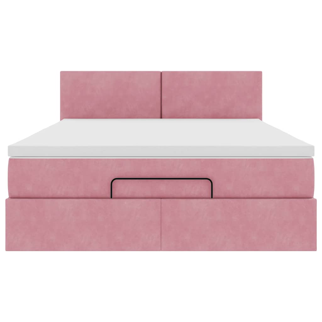 vidaXL Estructura cama otomana colchón terciopelo rosa 140x200cm