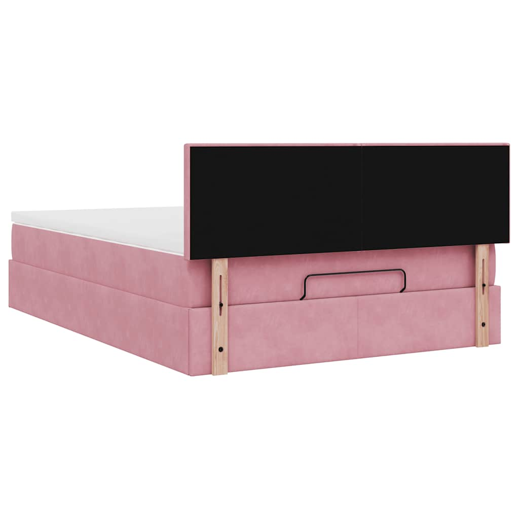 vidaXL Estructura cama otomana colchón terciopelo rosa 140x200cm