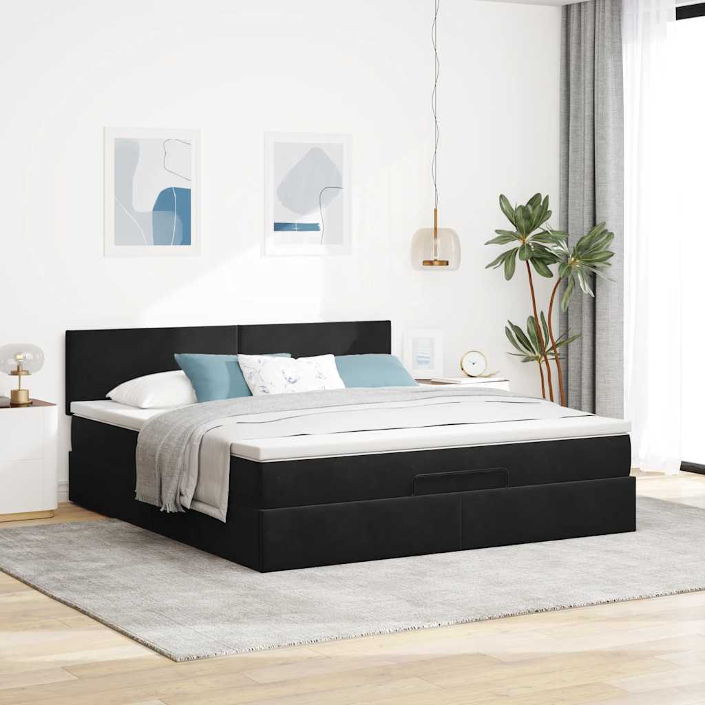 vidaXL Estructura de cama otomana con colchón negro 180x200cm