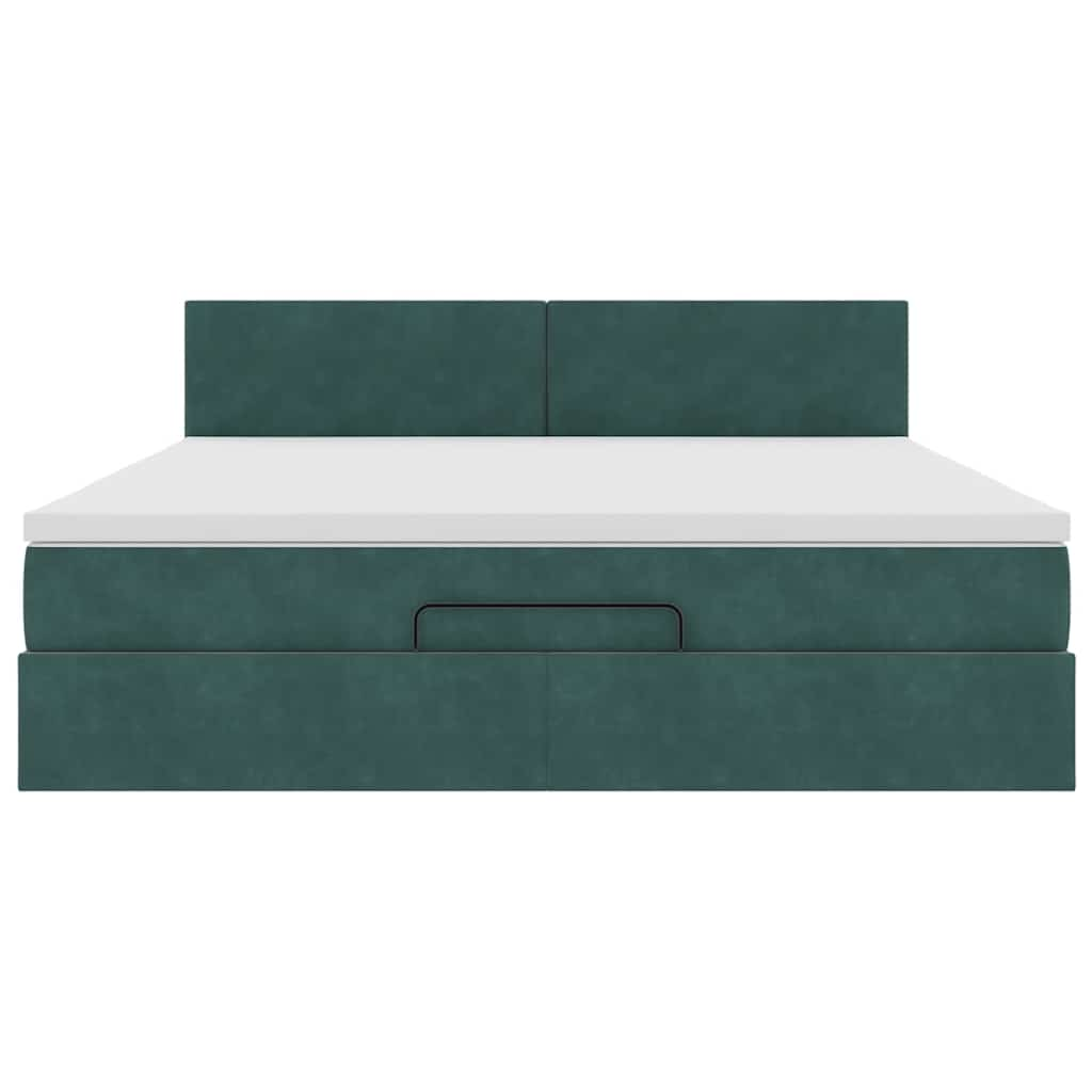 vidaXL Estructura de cama otomana con colchón verde oscuro 180x200 cm