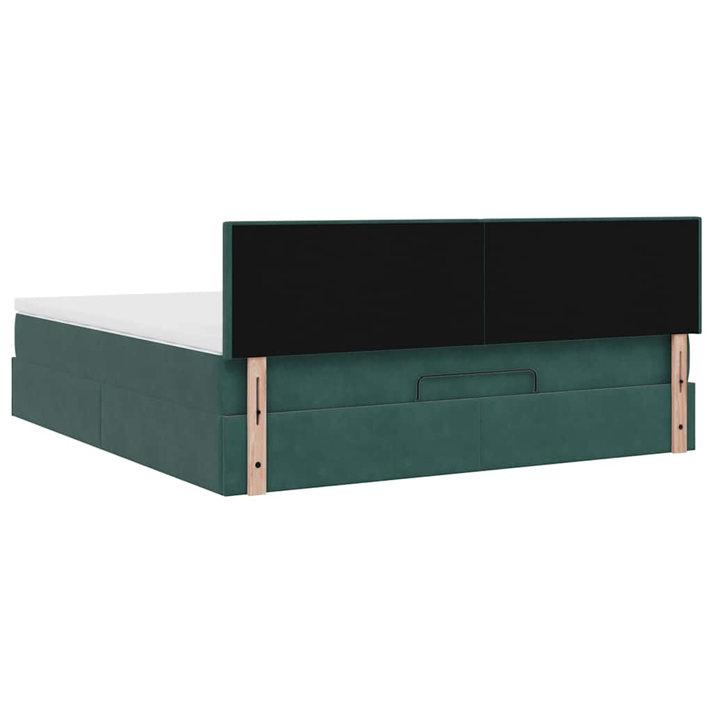 vidaXL Estructura de cama otomana con colchón verde oscuro 180x200 cm