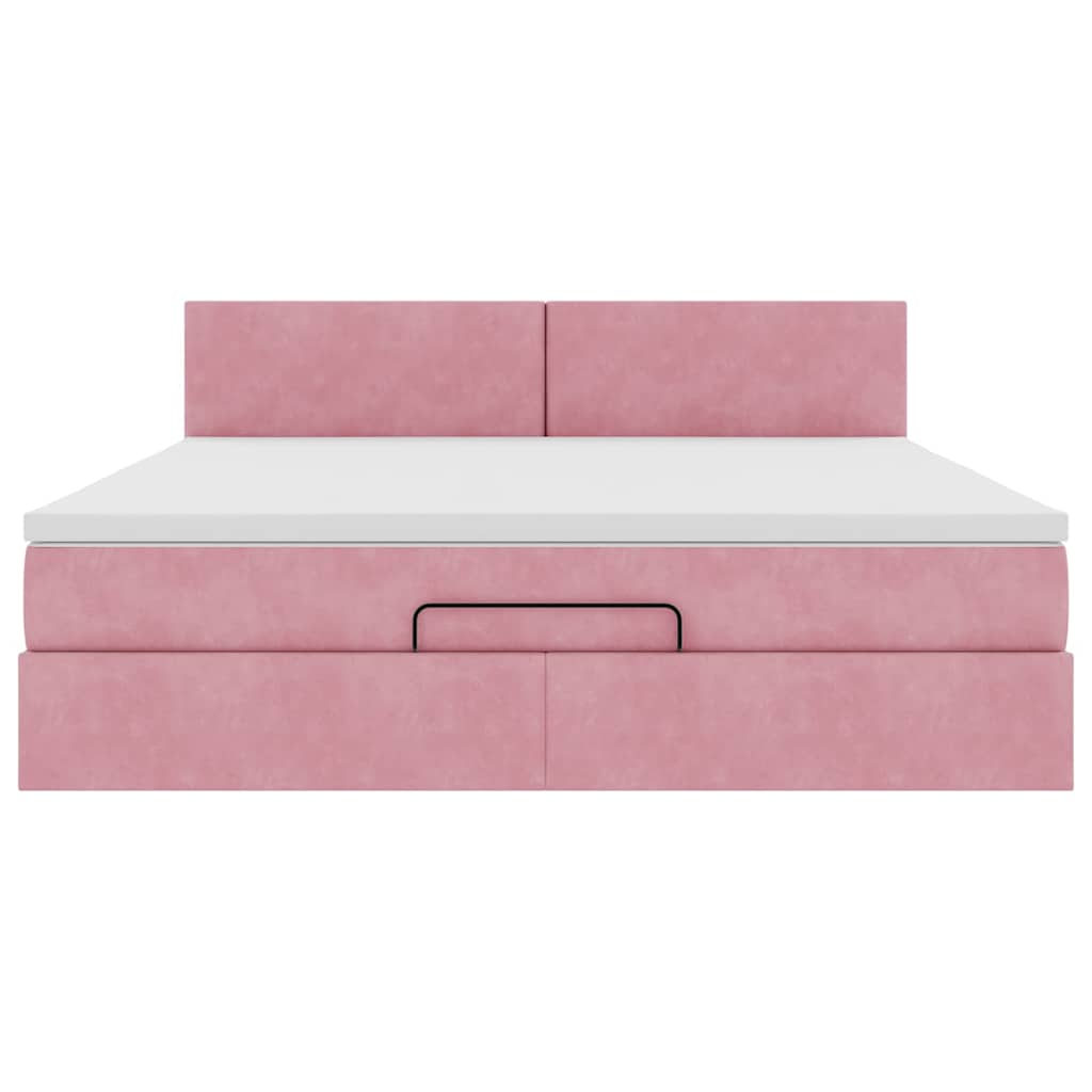 vidaXL Estructura cama otomana con colchón terciopelo rosa 180x200 cm