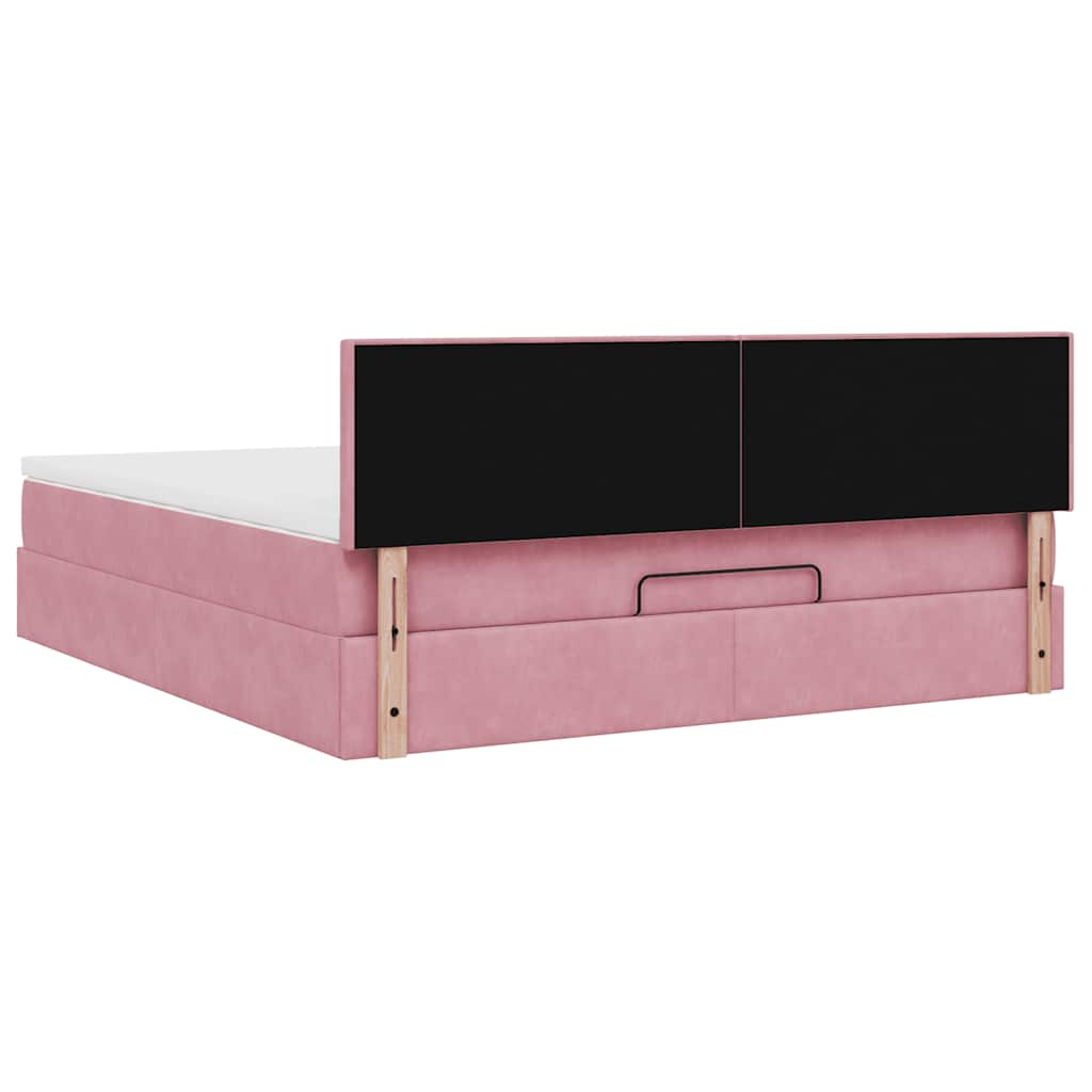 vidaXL Estructura cama otomana con colchón terciopelo rosa 180x200 cm