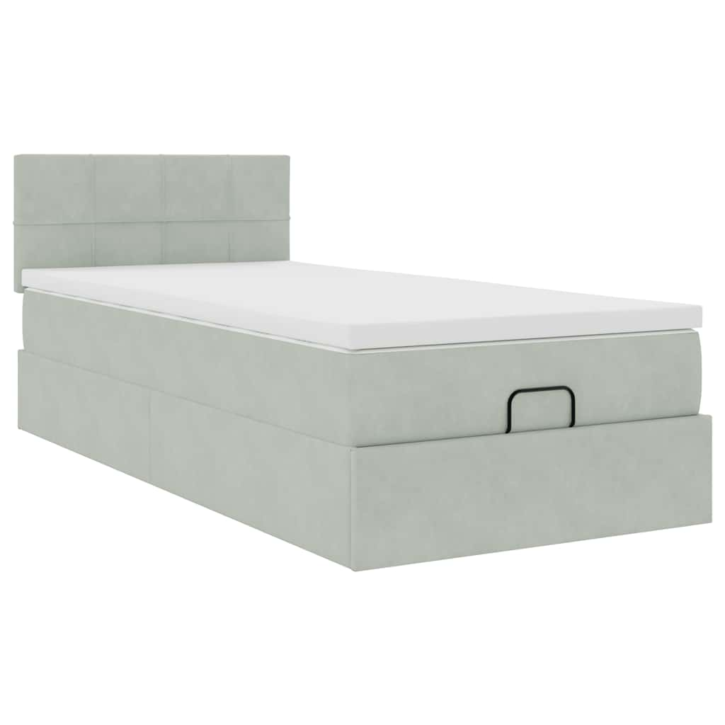 vidaXL Estructura cama otomana colchón terciopelo gris claro 80x200cm