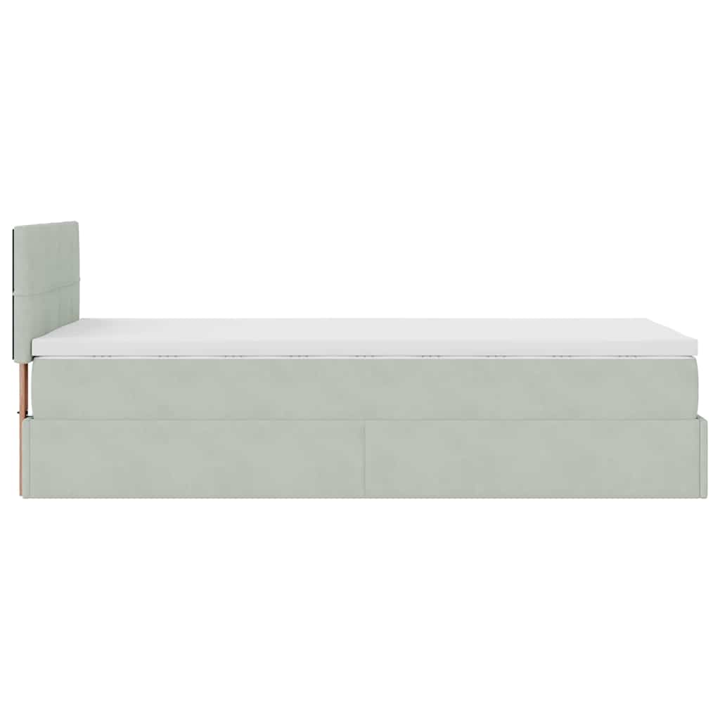 vidaXL Estructura cama otomana colchón terciopelo gris claro 80x200cm