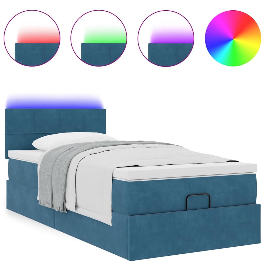 vidaXL Estructura cama otomana colchón terciopelo azul oscuro