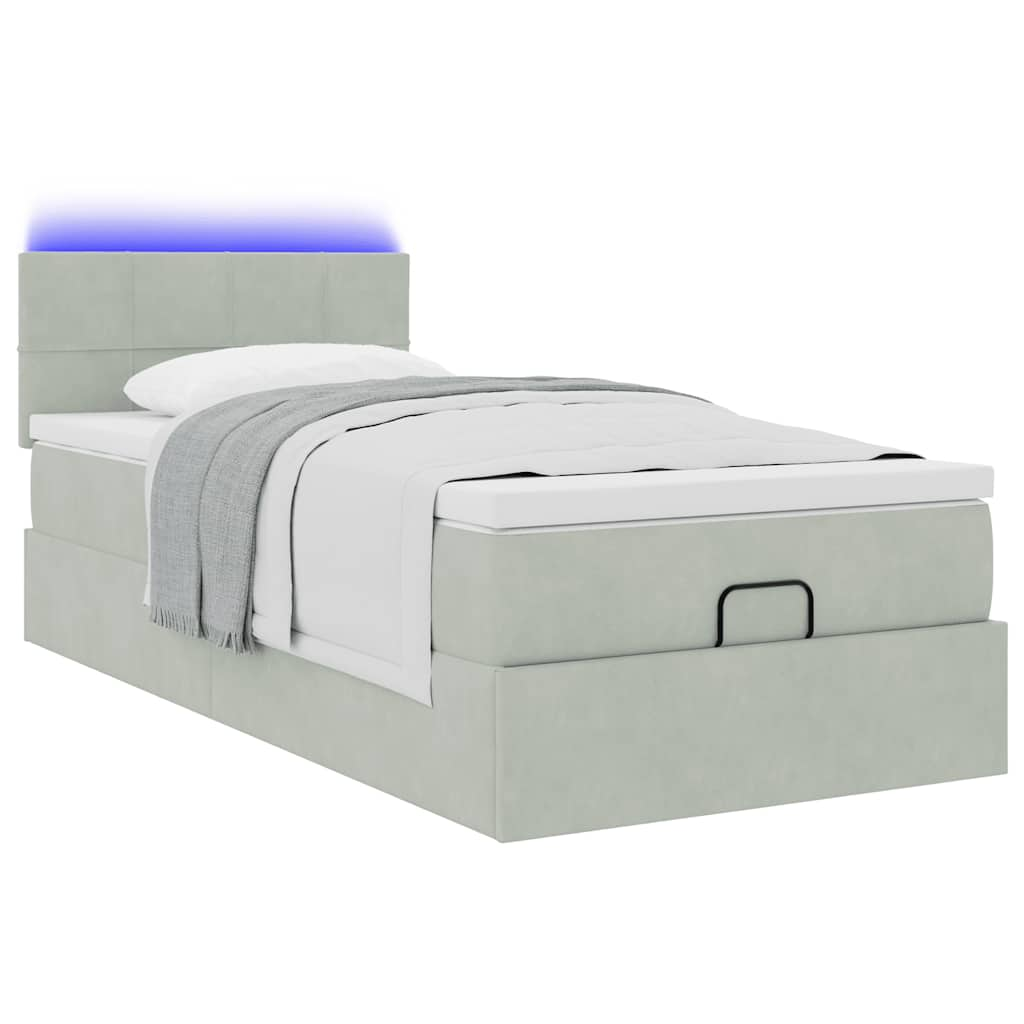 vidaXL Estructura cama otomana colchón terciopelo gris claro 90x190cm