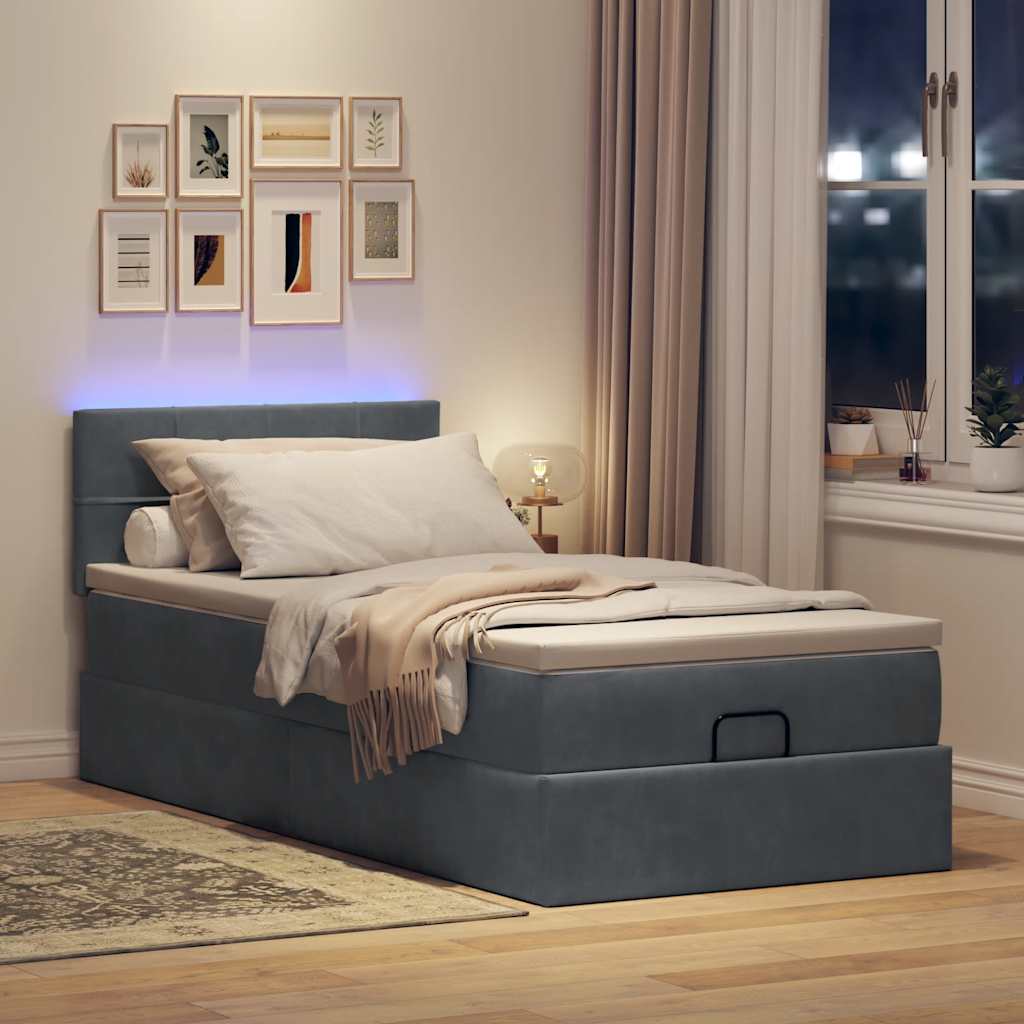 vidaXL Estructura cama otomana colchón terciopelo gris oscuro 90x190cm