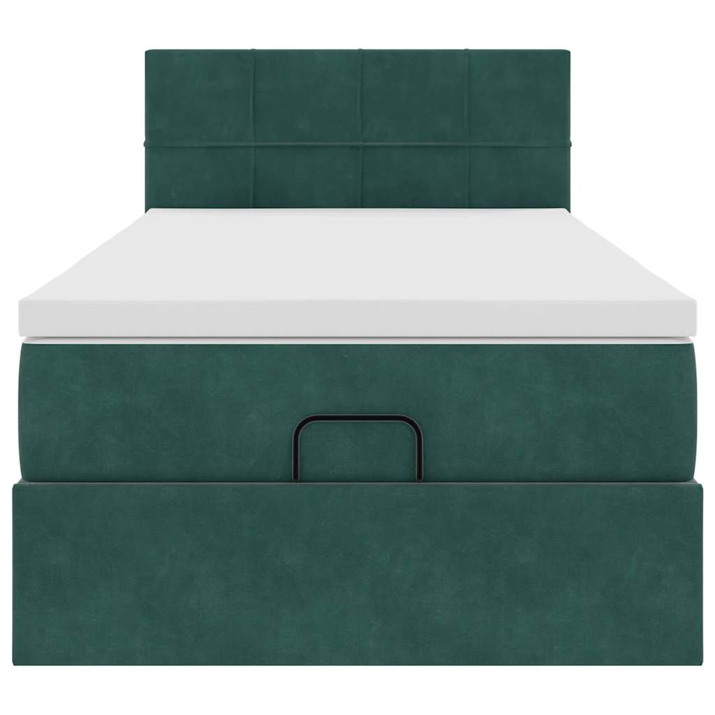 vidaXL Estructura de cama otomana colchón terciopelo verde oscuro