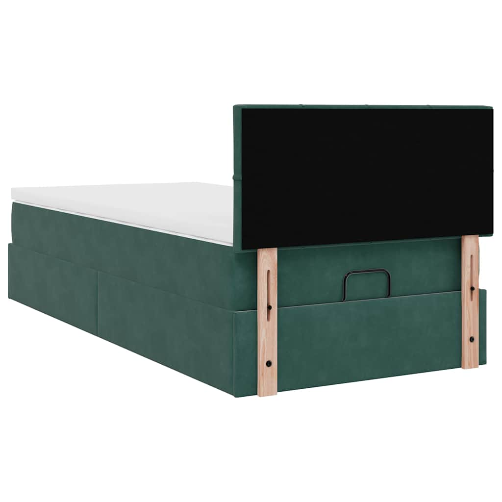 vidaXL Estructura de cama otomana colchón terciopelo verde oscuro