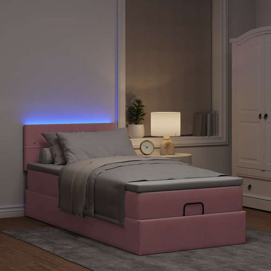 vidaXL Estructura cama otomana con colchón terciopelo rosa 90x190cm