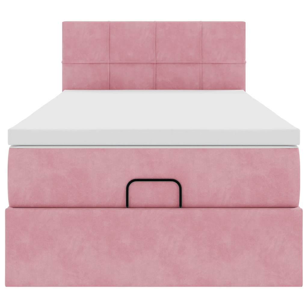 vidaXL Estructura de cama otomana colchón terciopelo rosa 90x200cm